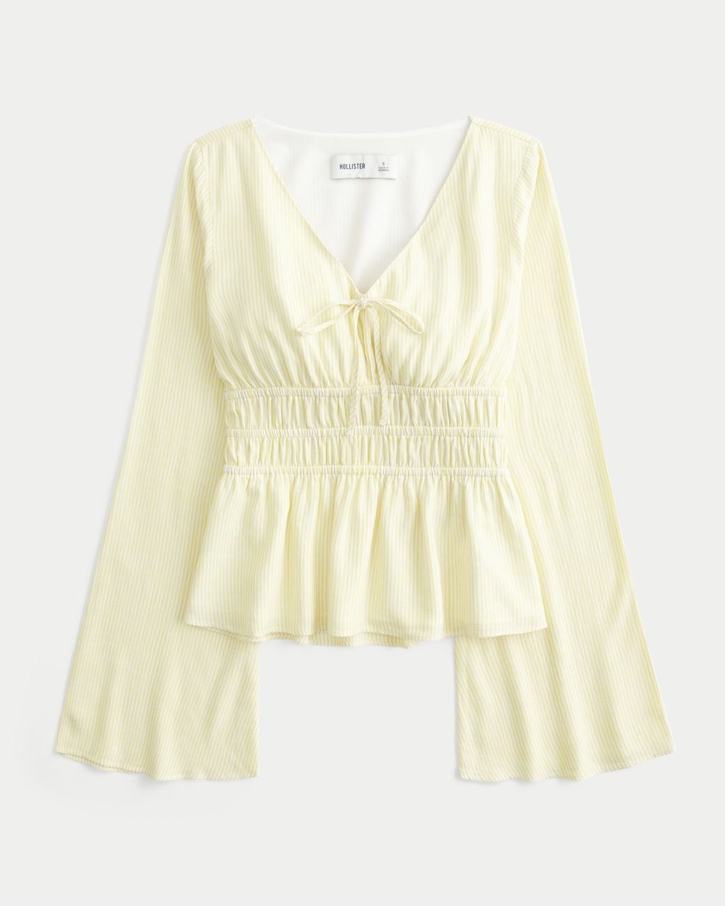 Hollister Natural Easy Bell Sleeve Tie Front Top