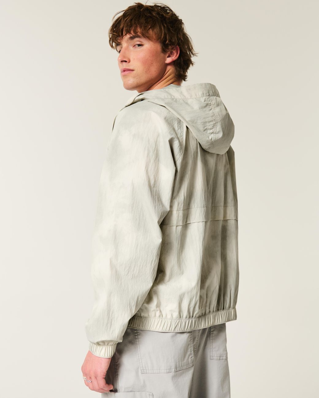 Hollister White Camo Zip-up Windbreaker Jacket for men