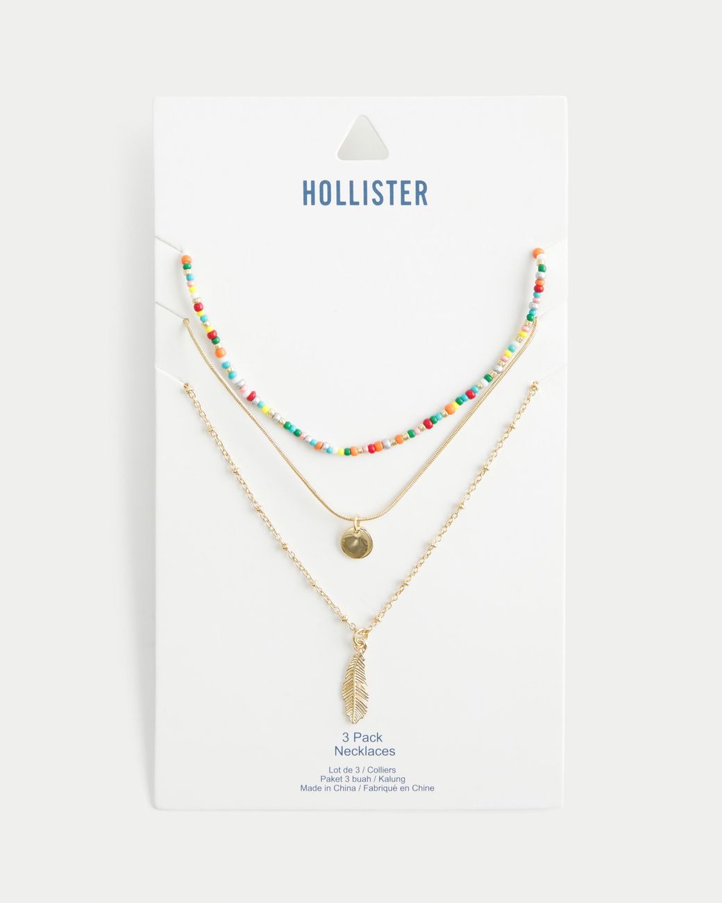 Hollister White Feather Necklace 3-pack