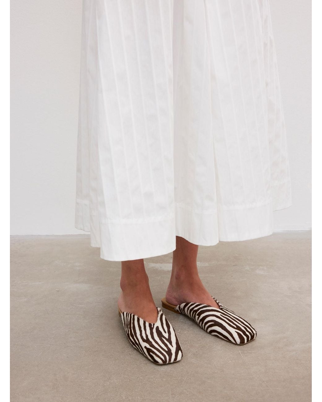 House of Dagmar White Square Toe Slip Ins