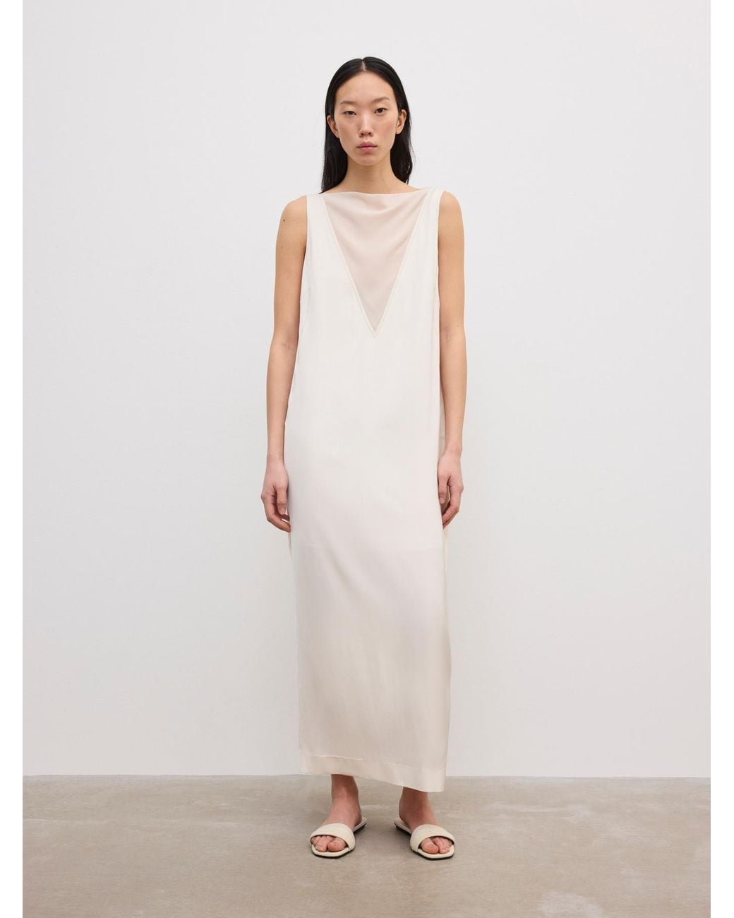 House of Dagmar White Sheer V-Neck Dress