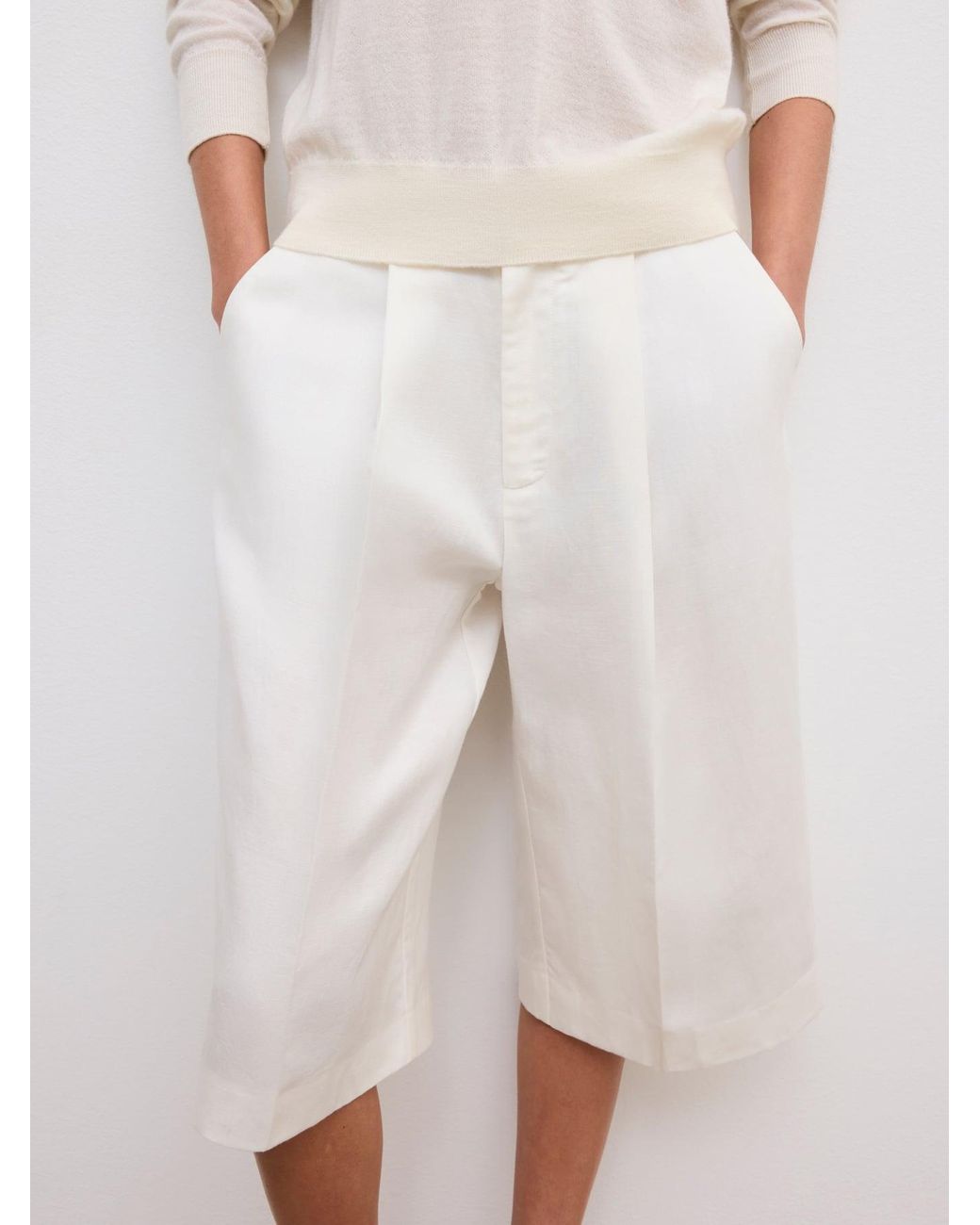 House of Dagmar White Relaxed Linen Shorts