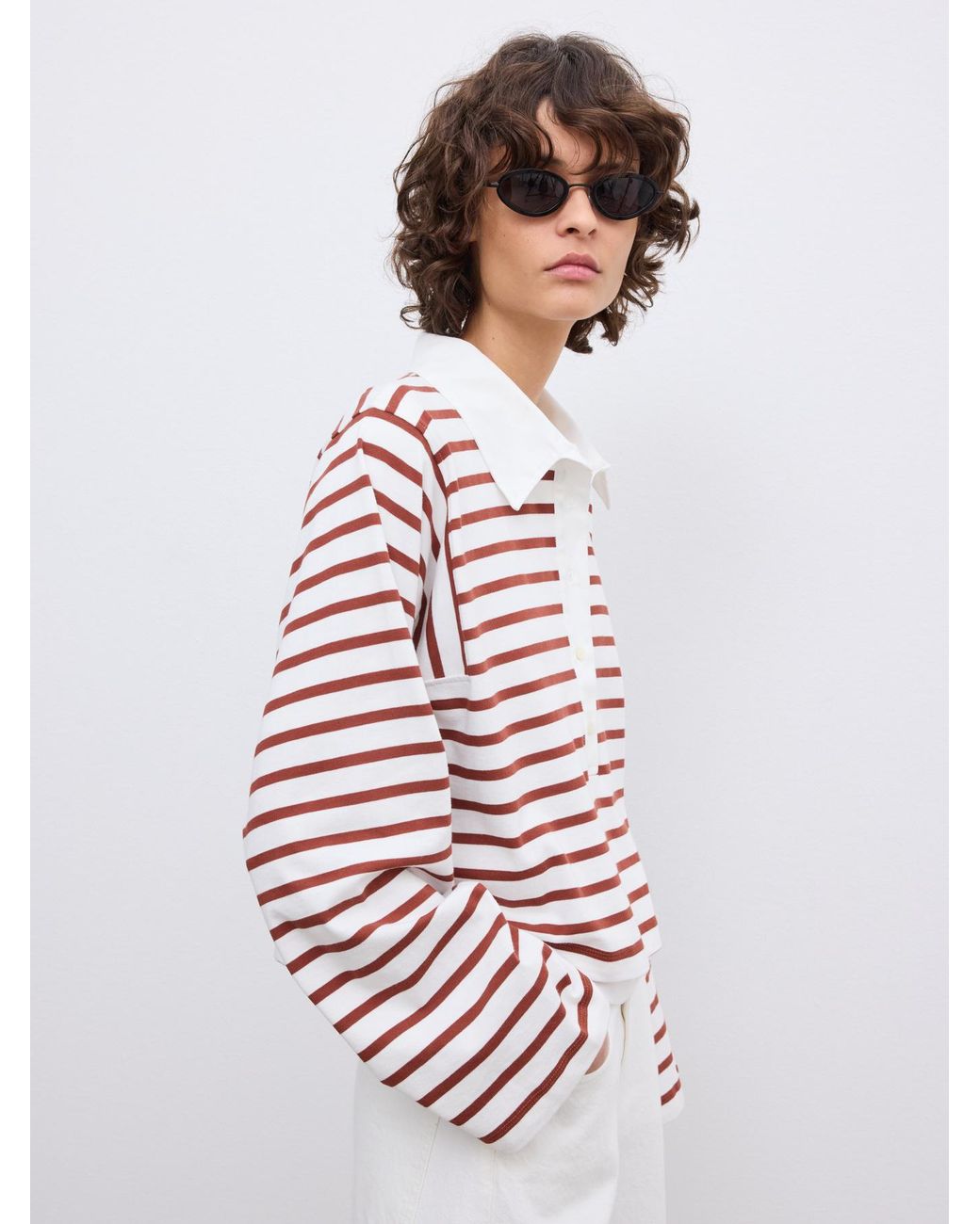 House of Dagmar White Striped Rugby Top
