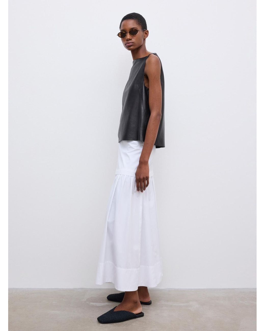 House of Dagmar White Cotton Maxi Skirt