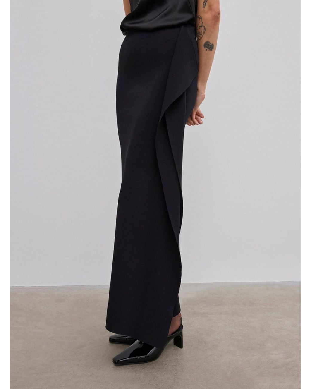 House of Dagmar Black Draped Knit Skirt