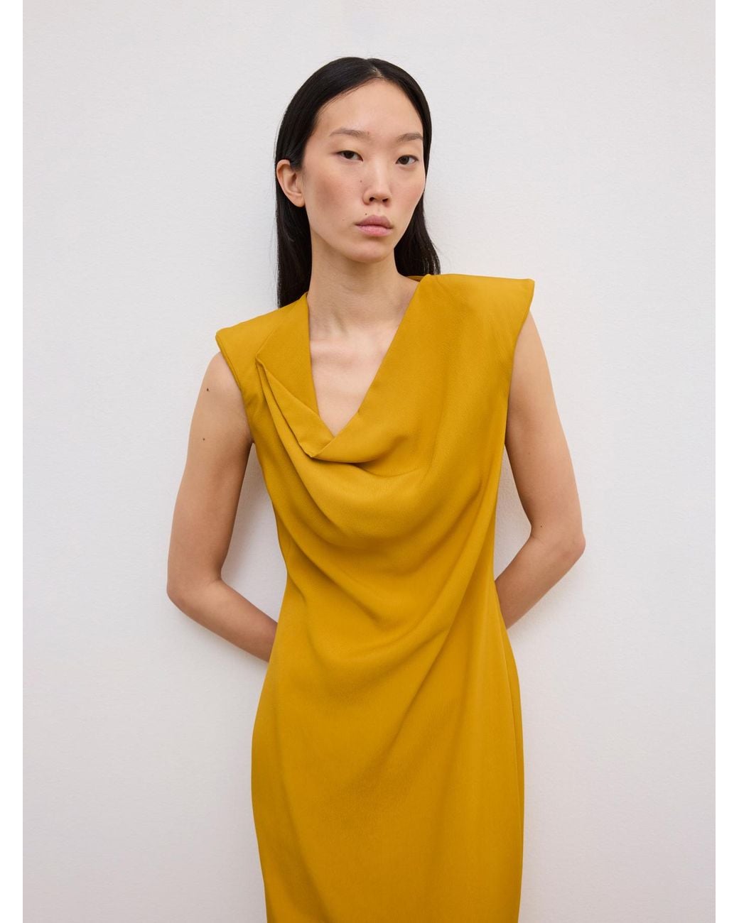 House of Dagmar Yellow Draped Maxi Dress