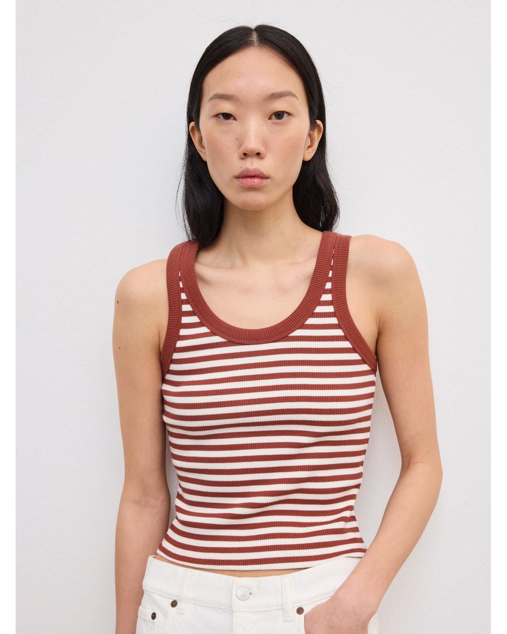 House of Dagmar White Ribbed Tank Top