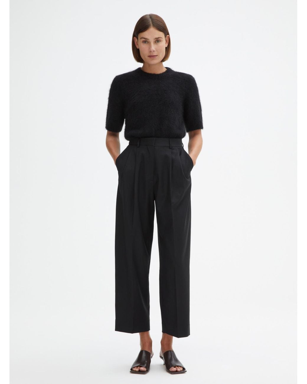 House of Dagmar Black Wide Suit Trousers Cropped