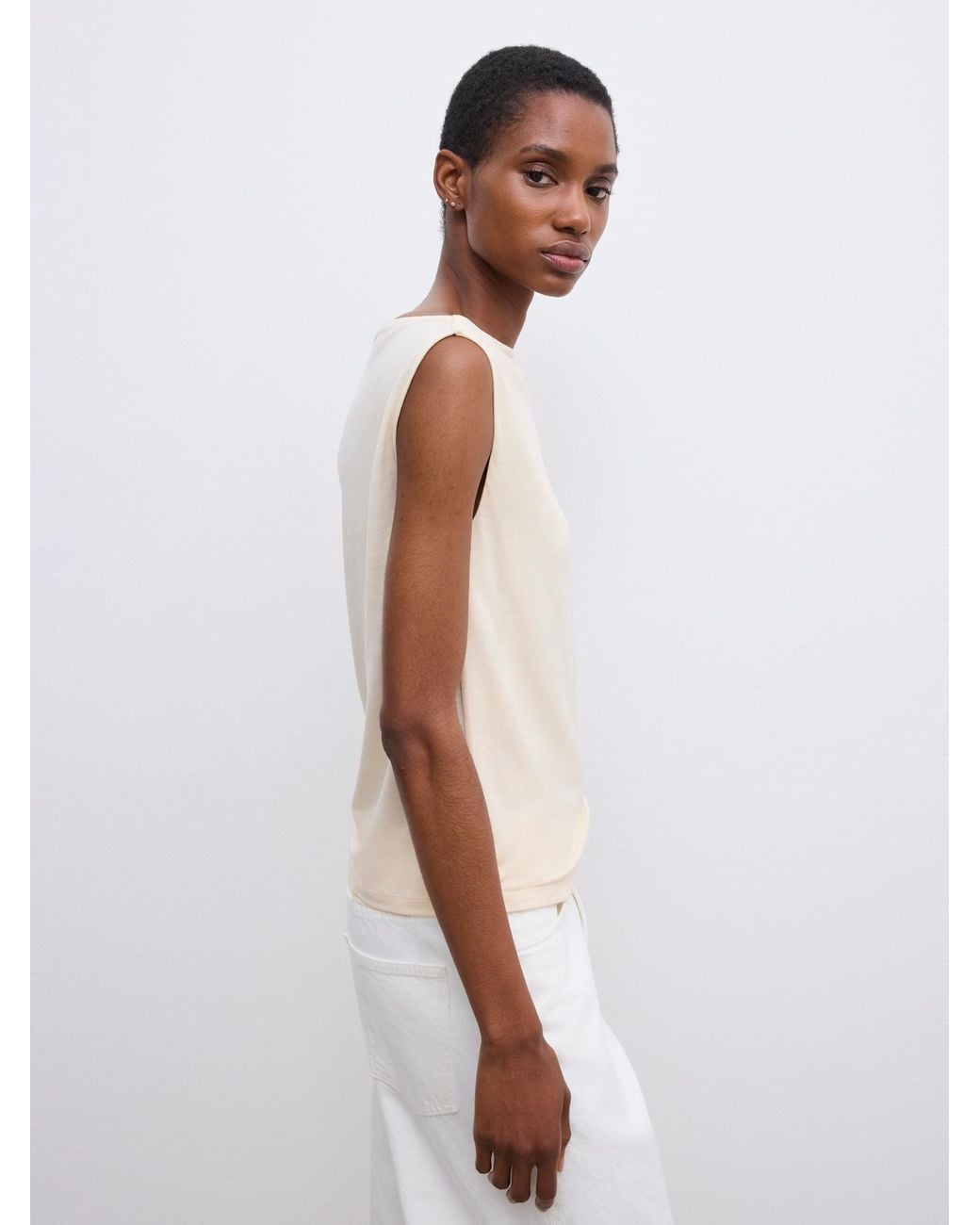 House of Dagmar White Square Neck Top
