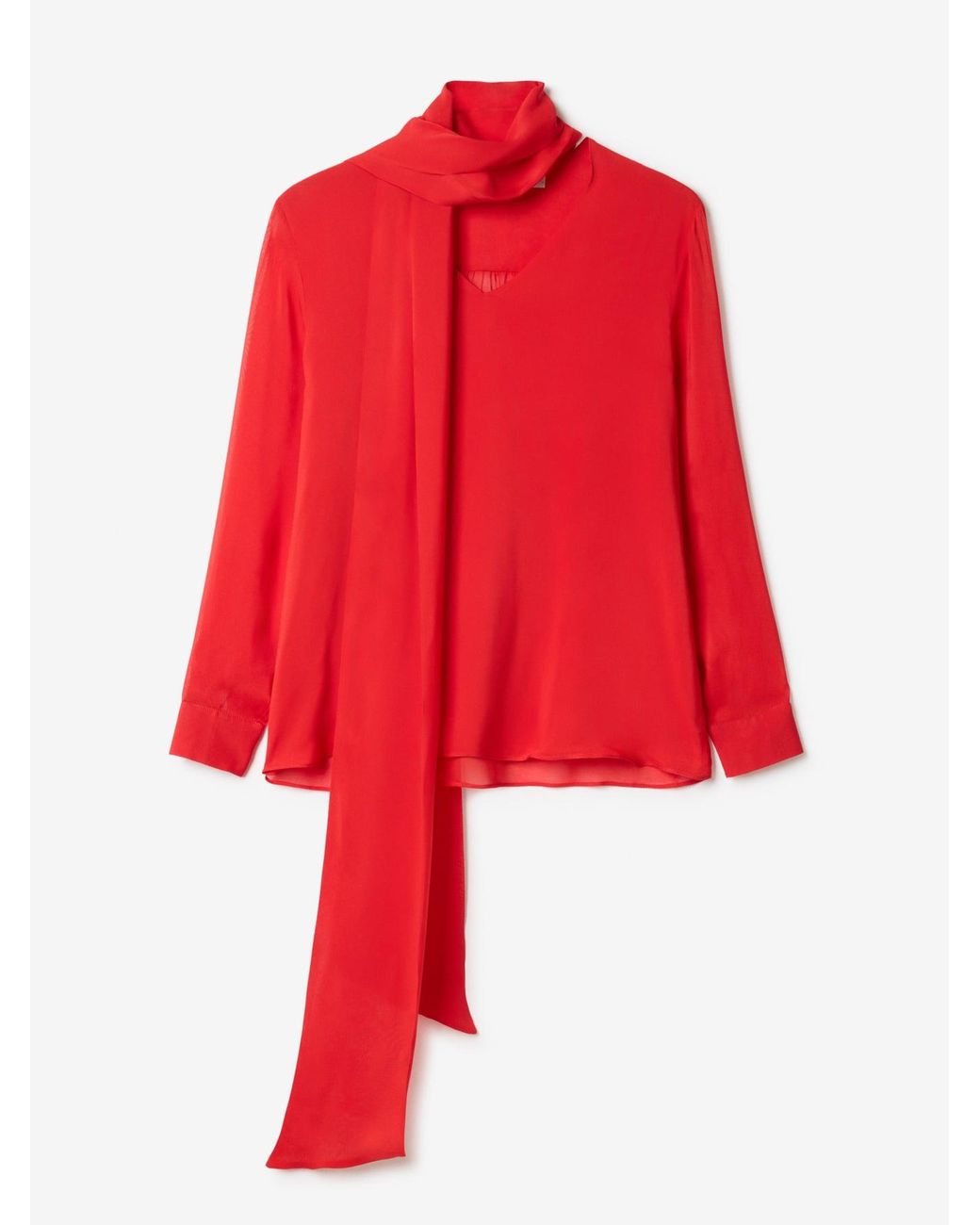 House of Dagmar Red Chiffon Scarf Blouse