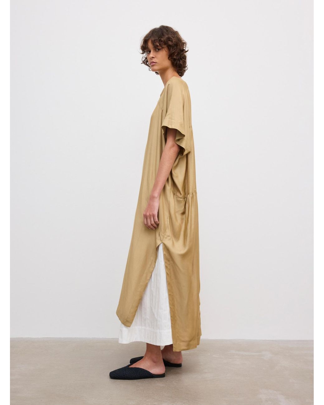 House of Dagmar Natural Kaftan Dress Silk Mix