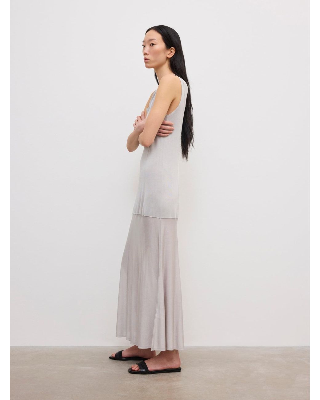 House of Dagmar White Fluid Knit Dress