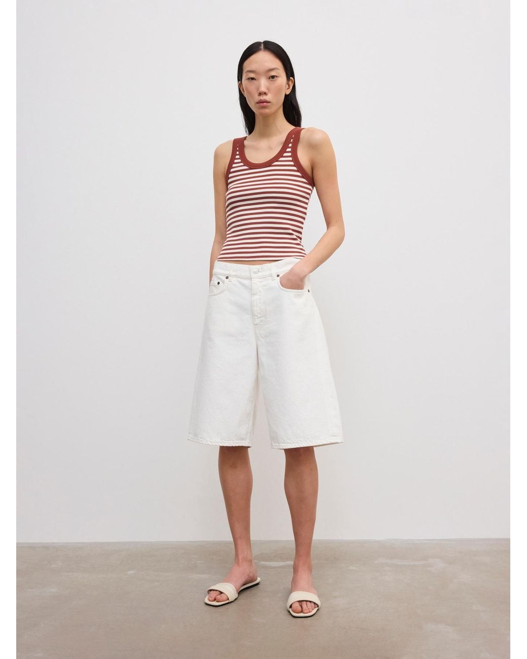 House of Dagmar White Ribbed Tank Top