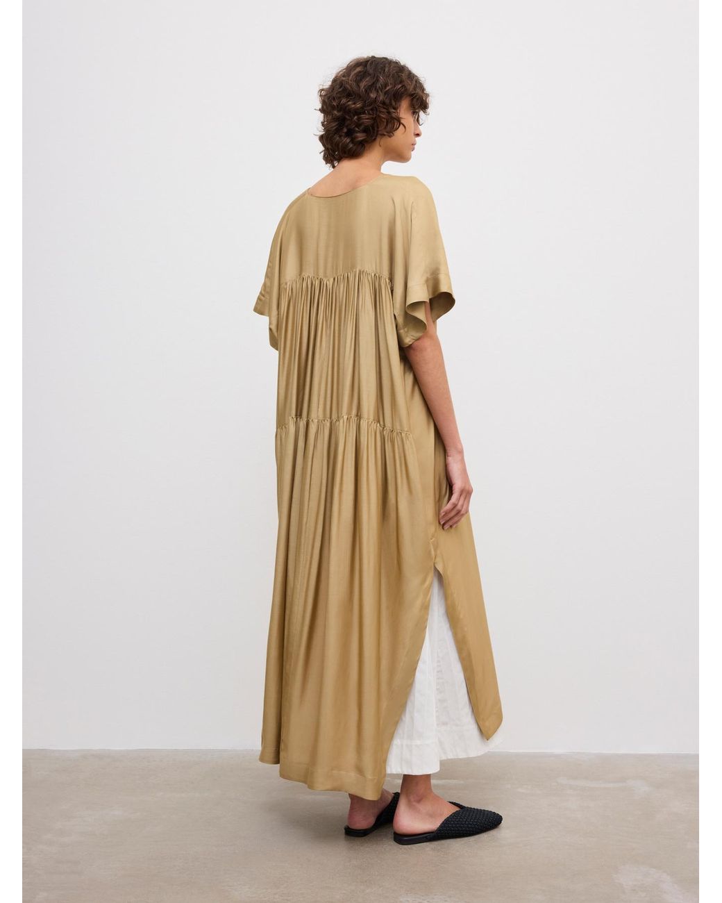 House of Dagmar Natural Kaftan Dress Silk Mix