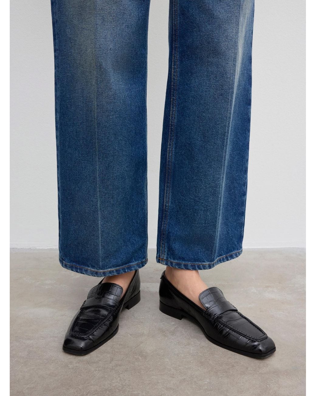 House of Dagmar Black Leather Loafers