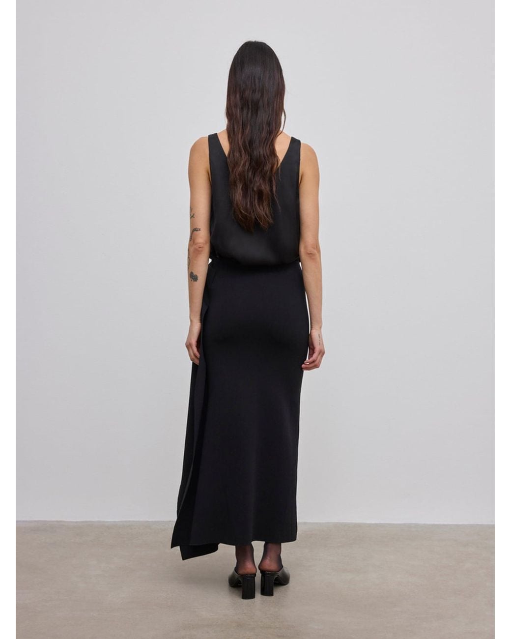 House of Dagmar Black Draped Knit Skirt