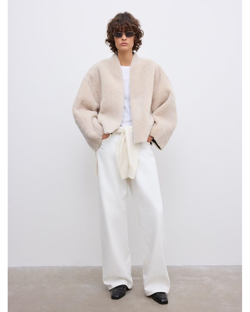 House of Dagmar White Short Shearling Jkt