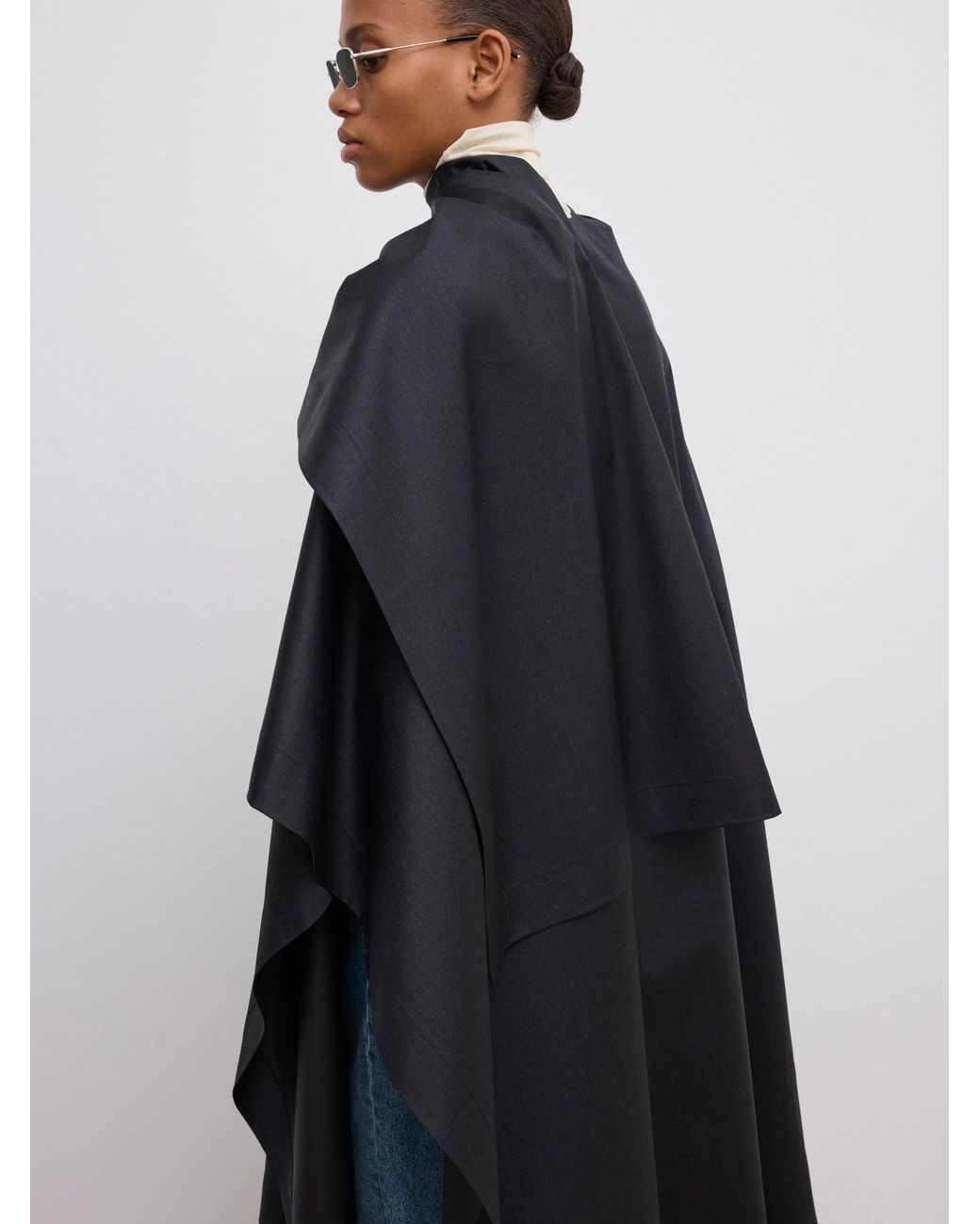 House of Dagmar Blue Wool Cape