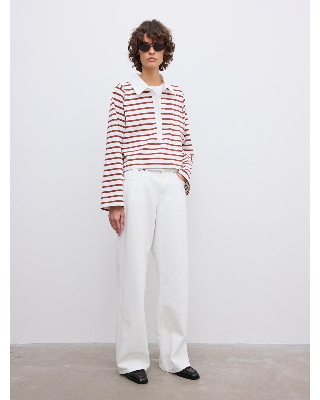 House of Dagmar White Striped Rugby Top