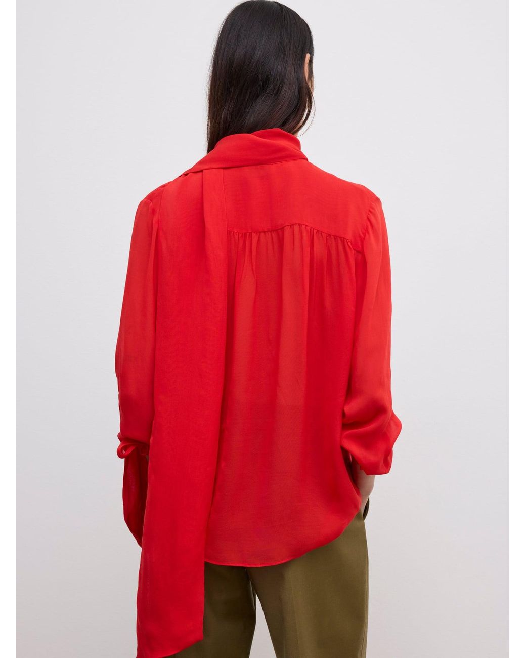 House of Dagmar Red Chiffon Scarf Blouse
