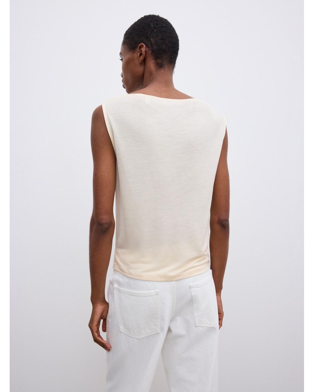House of Dagmar White Square Neck Top