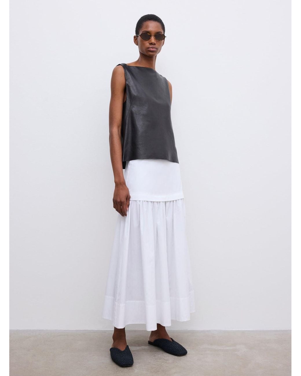 House of Dagmar White Cotton Maxi Skirt