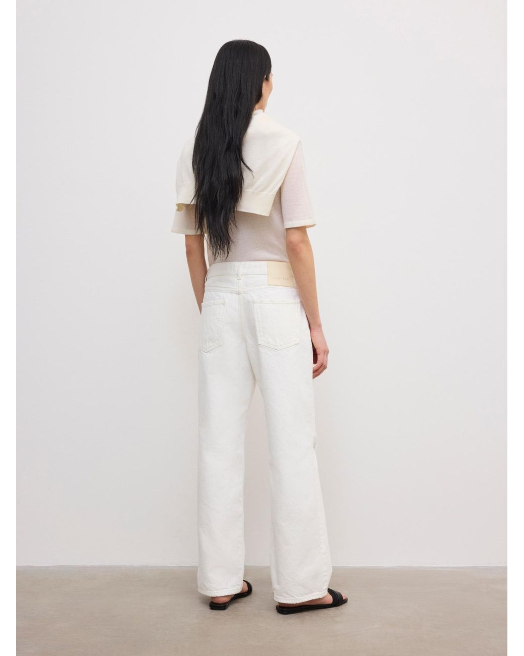 House of Dagmar White Cropped Distressed Denim