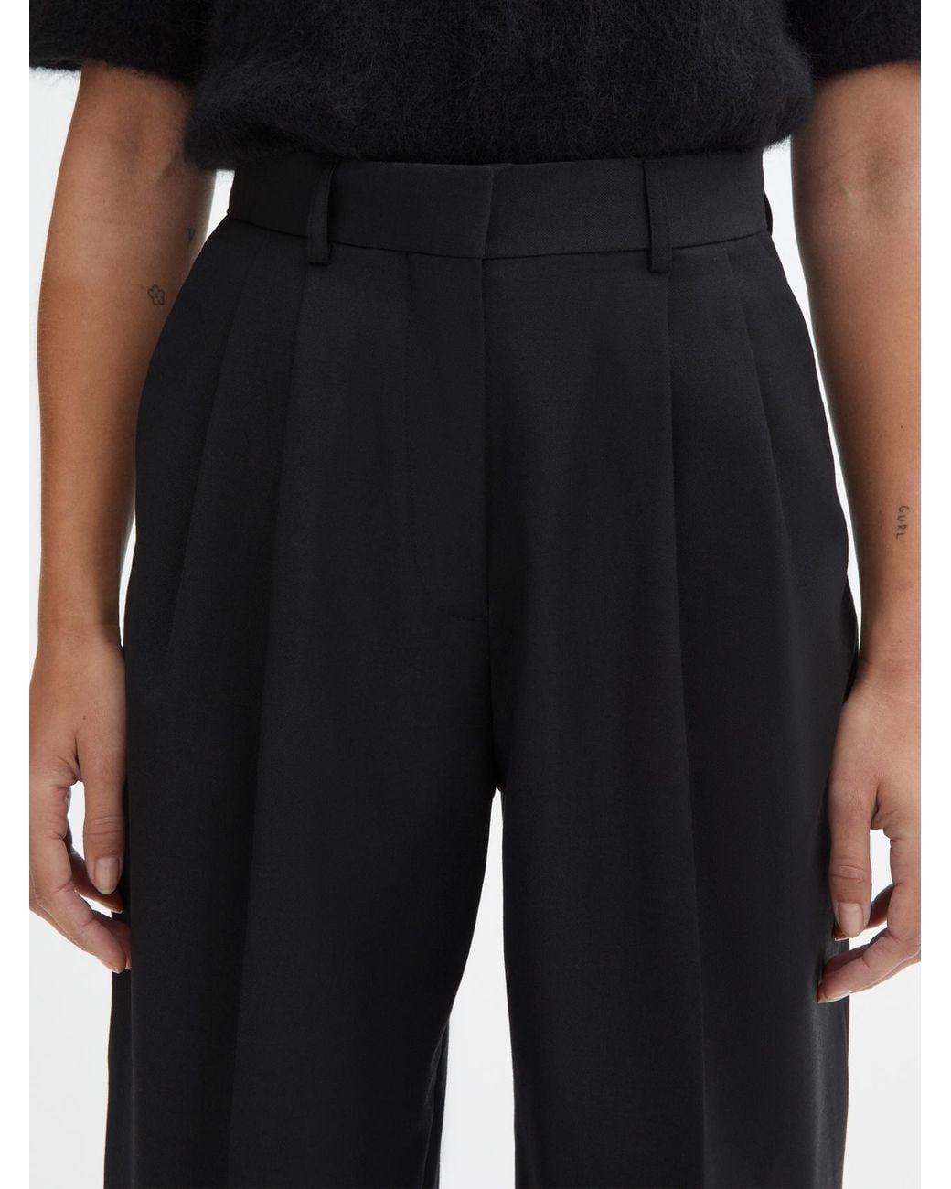 House of Dagmar Black Wide Suit Trousers Cropped
