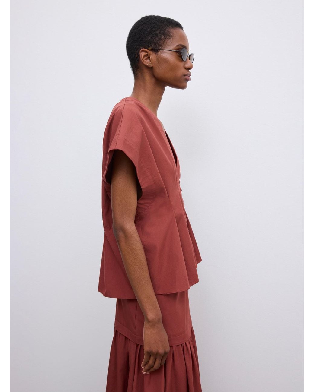 House of Dagmar Red Cinched Cotton Top