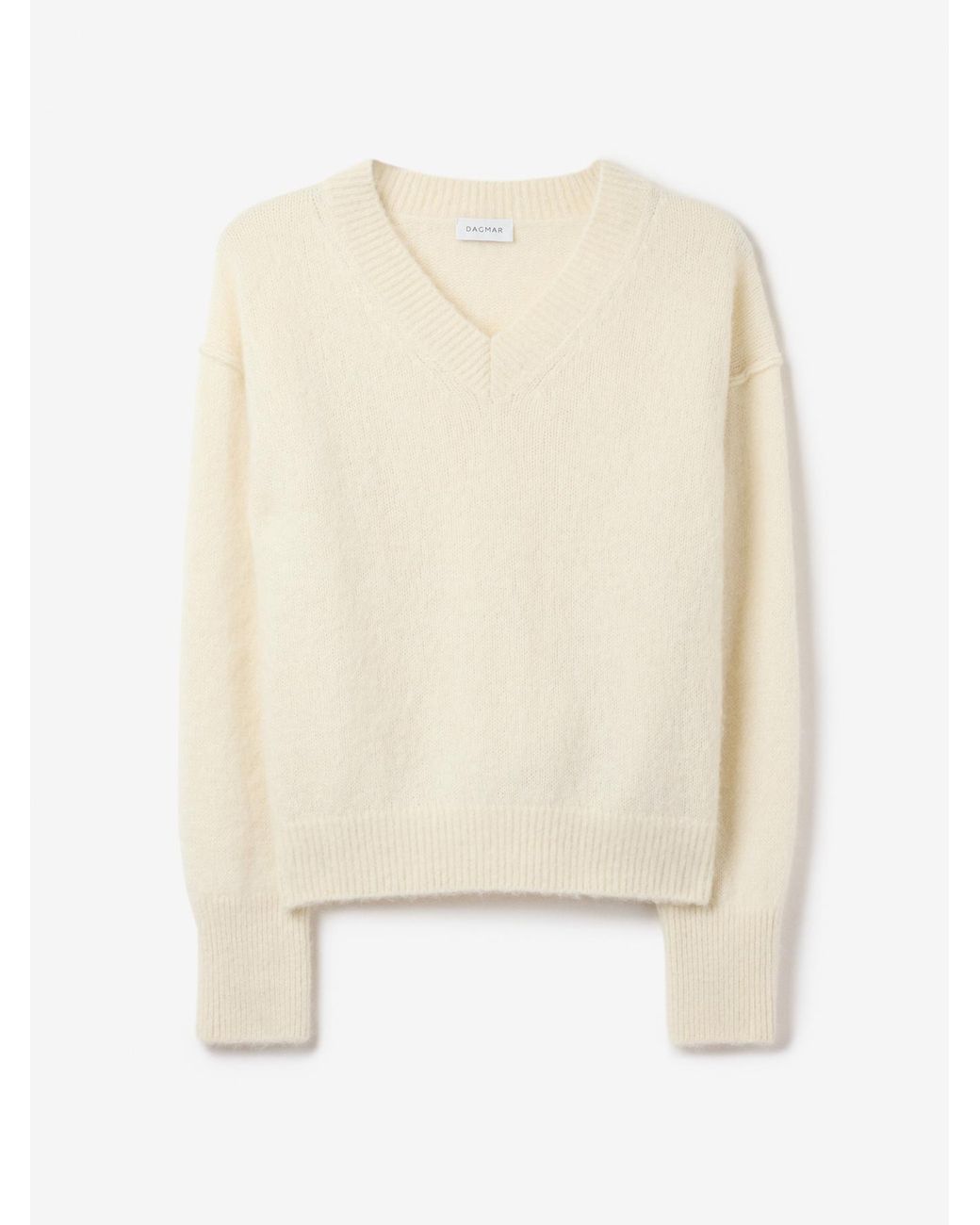 House of Dagmar White V-Neck Alpaca Knit