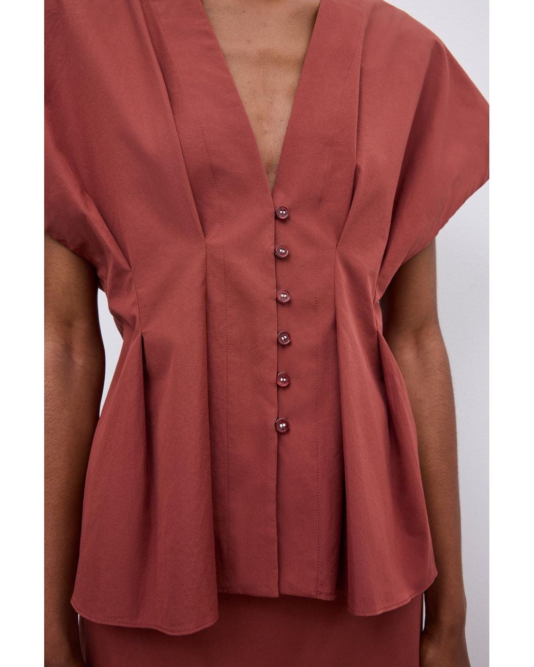 House of Dagmar Red Cinched Cotton Top