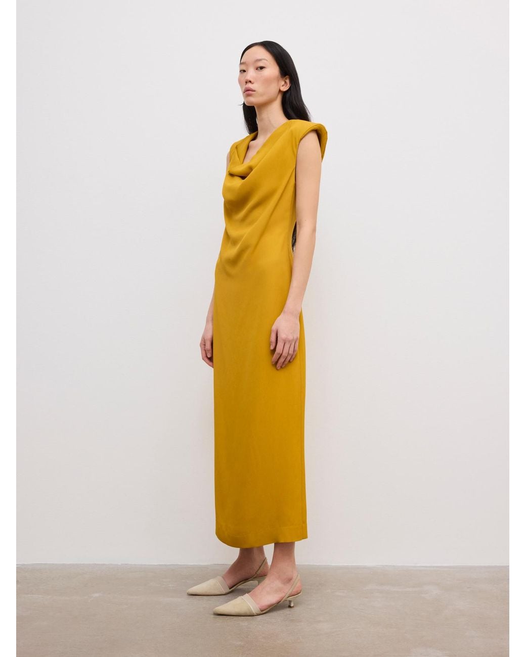 House of Dagmar Yellow Draped Maxi Dress