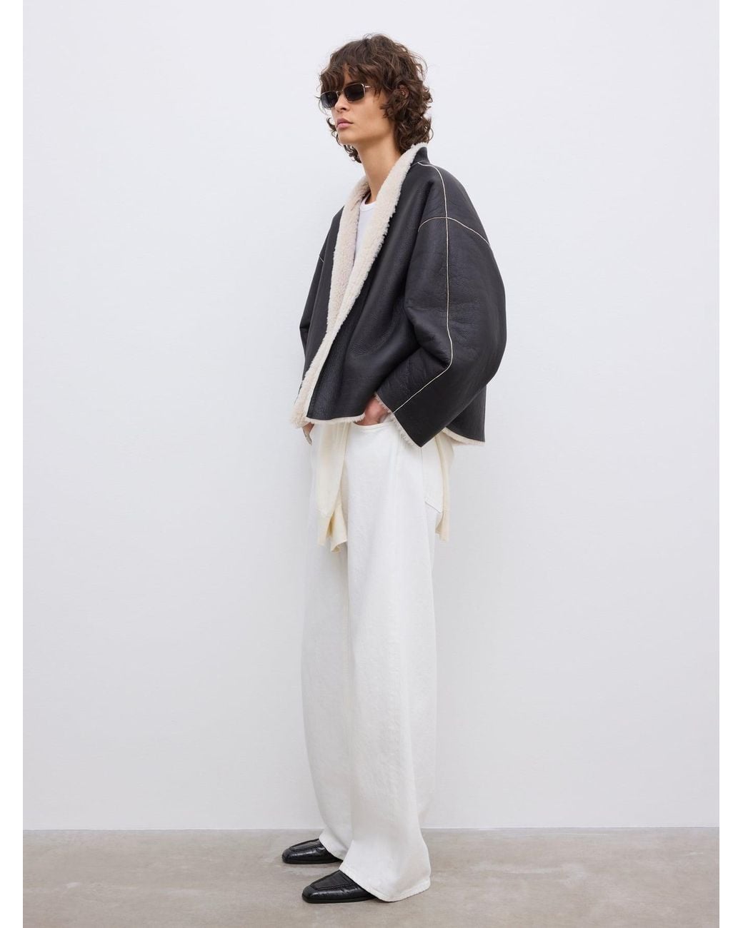 House of Dagmar White Short Shearling Jkt