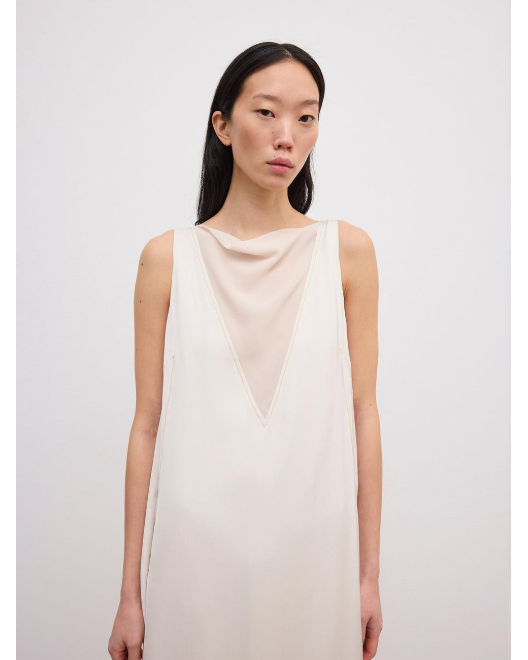 House of Dagmar White Sheer V-Neck Dress