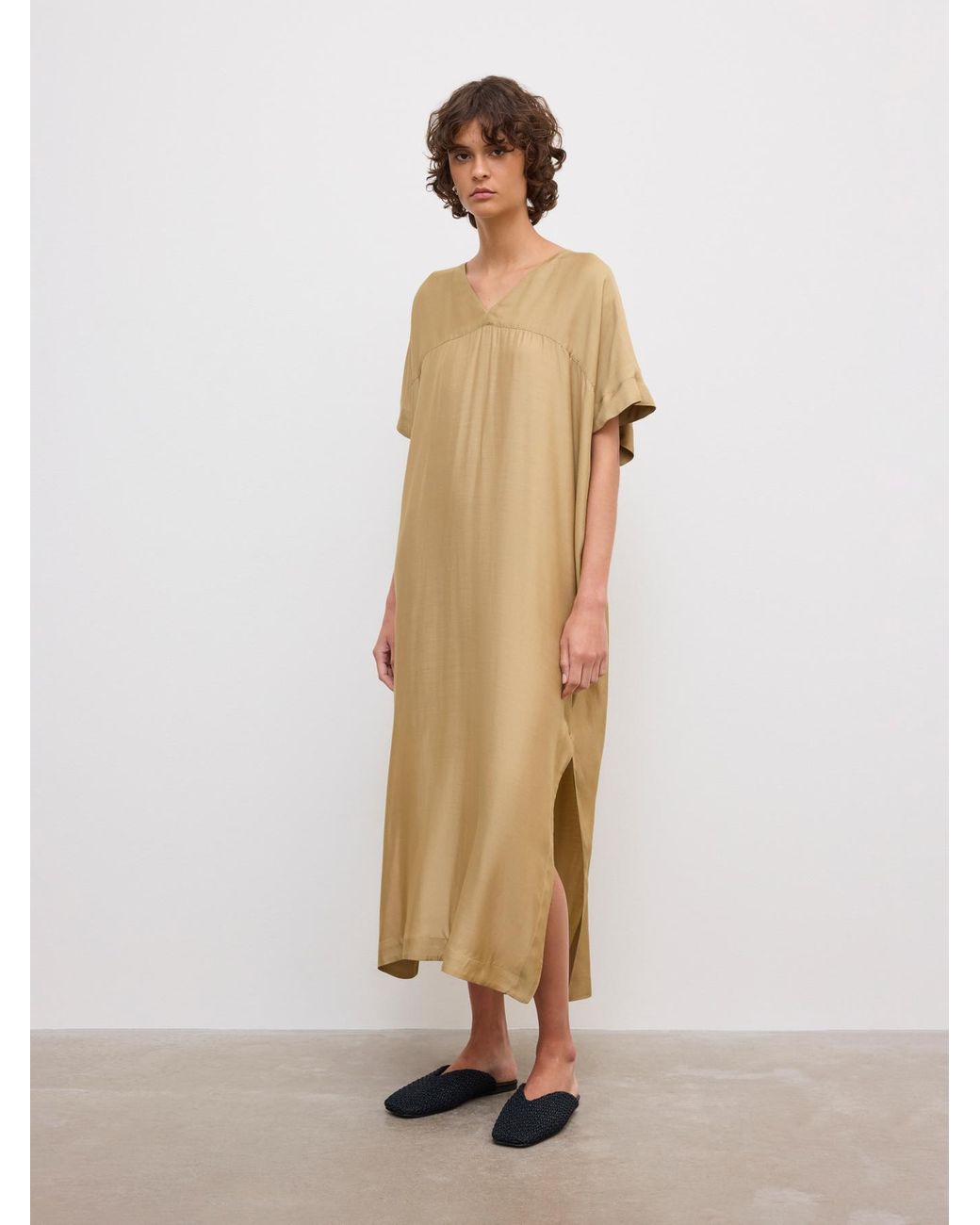 House of Dagmar Natural Kaftan Dress Silk Mix