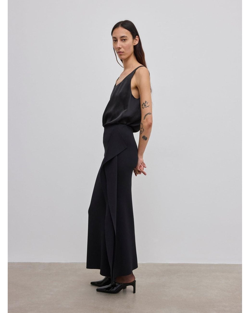House of Dagmar Black Draped Knit Skirt