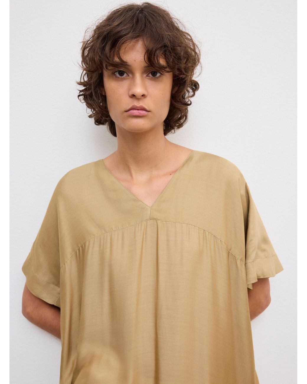 House of Dagmar Natural Kaftan Dress Silk Mix