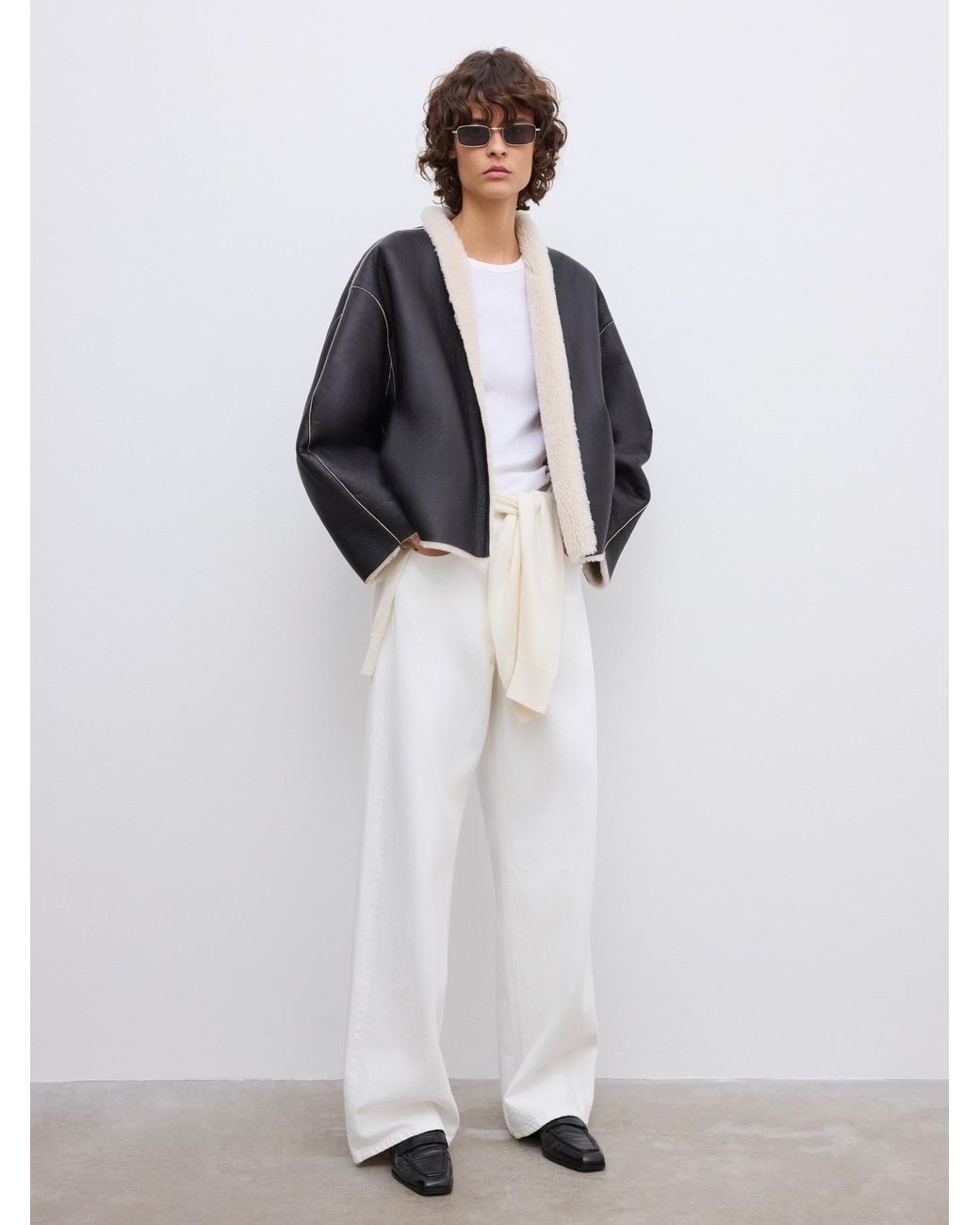 House of Dagmar White Short Shearling Jkt