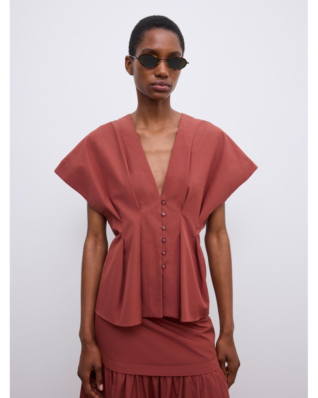 House of Dagmar Red Cinched Cotton Top