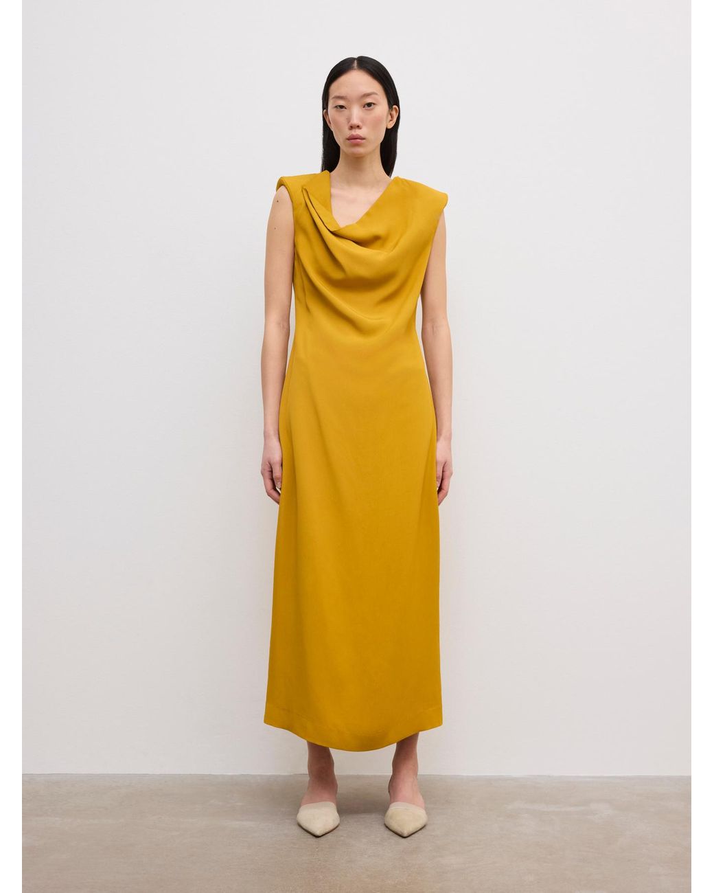 House of Dagmar Yellow Draped Maxi Dress