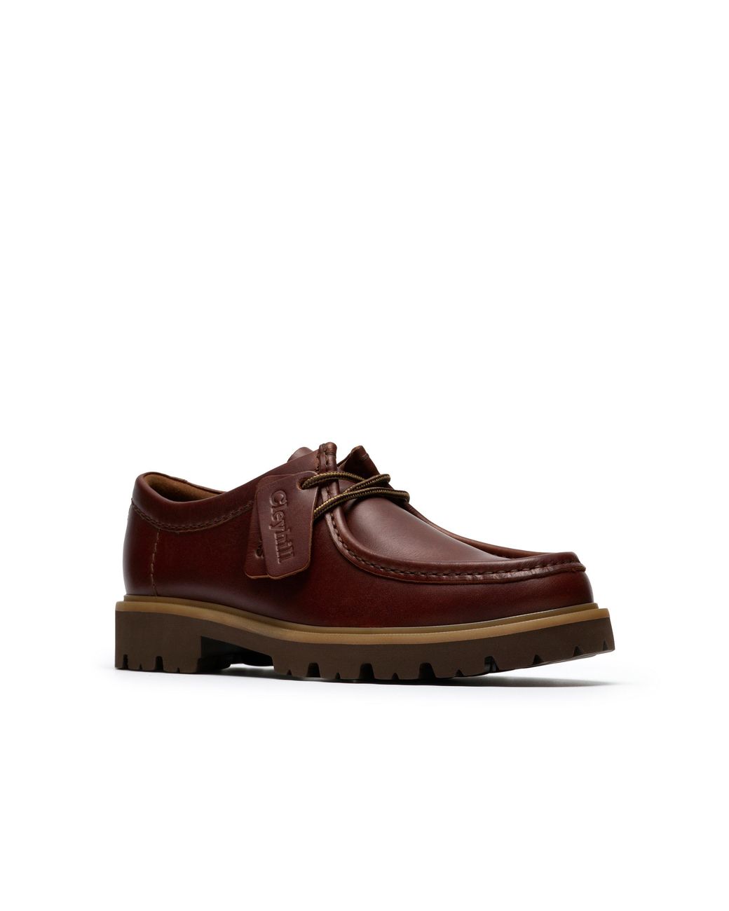 Clarks Brown Cleyhill Seam Leather Moc-Toe Shoes for men