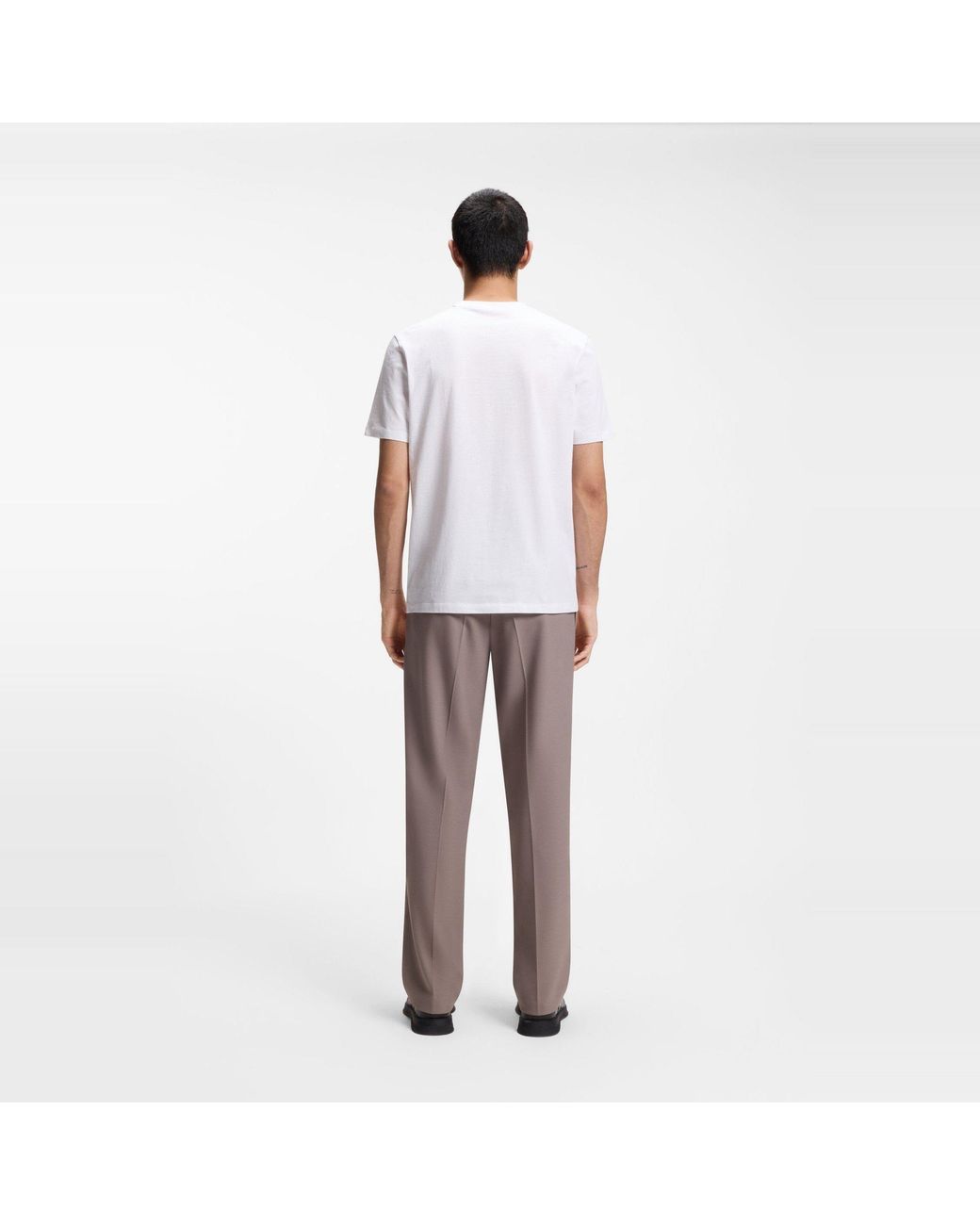 HUGO White Cotton-Jersey T-Shirt With Spaced-Out Logo for men