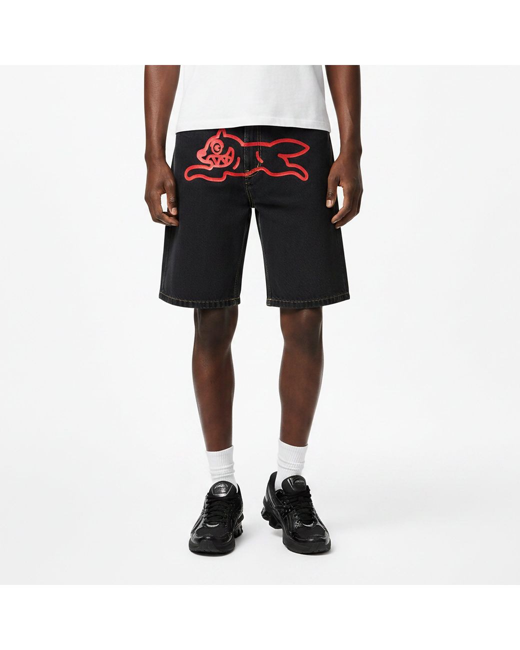 ICECREAM Black Denim Shorts for men