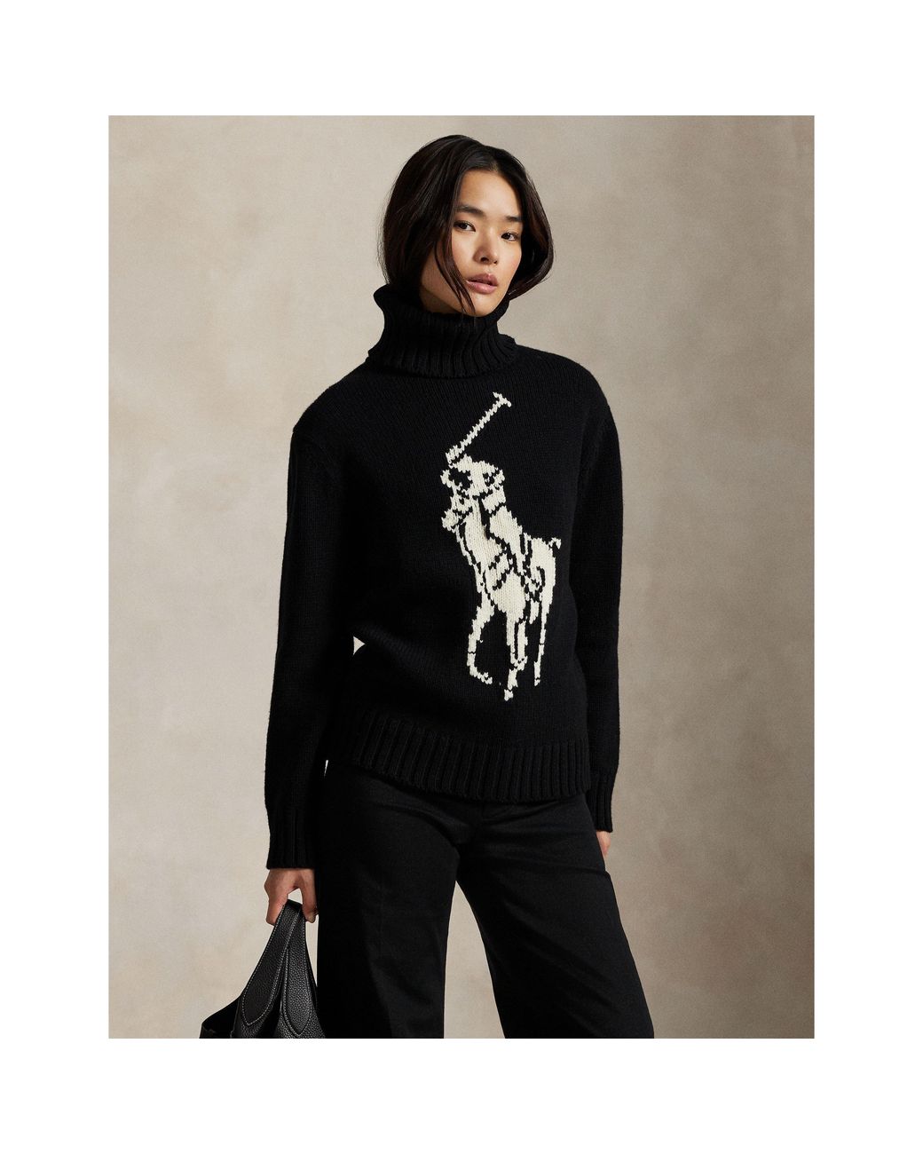Polo Ralph Lauren Black Pony Knitted Crew Neck Jumper