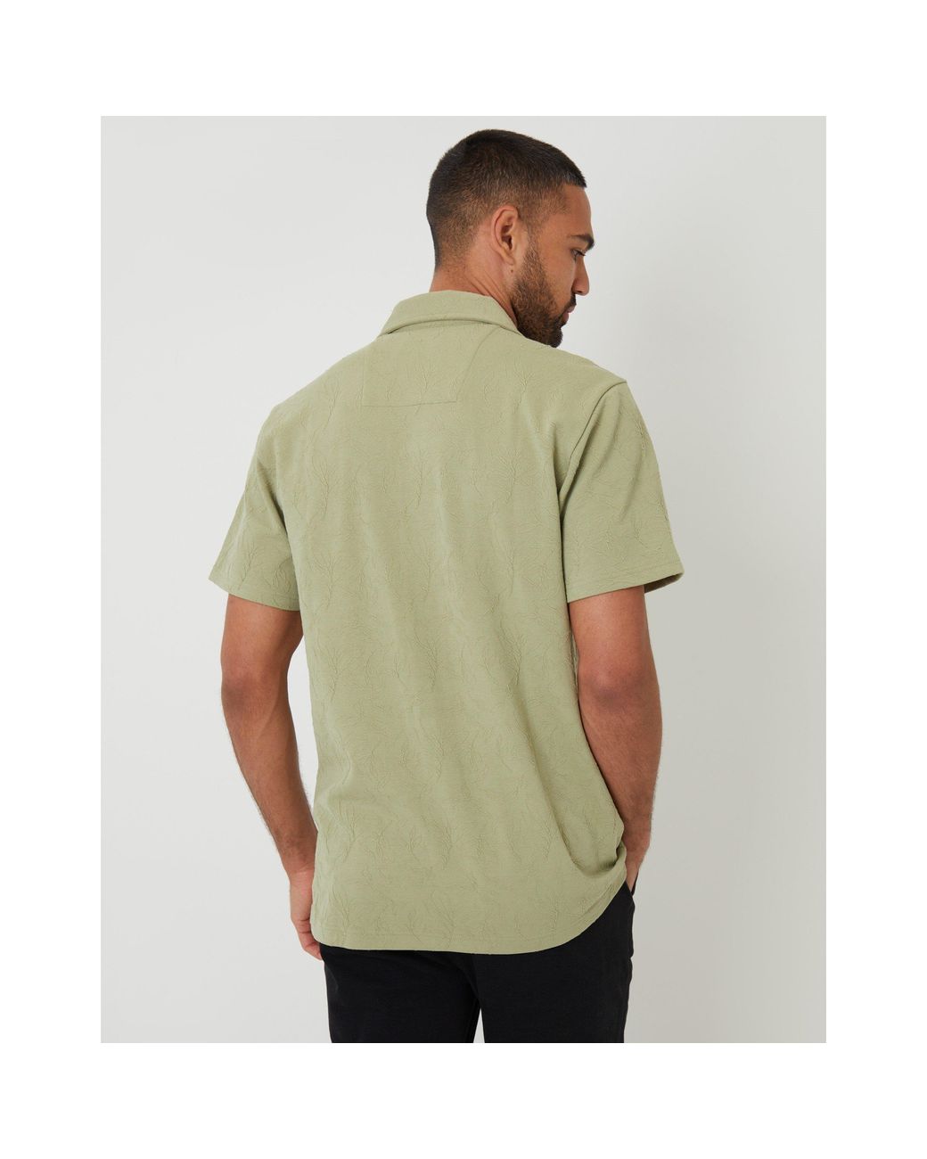 Threadbare Green Darvel Short-Sleeve Patterned Shirt for men