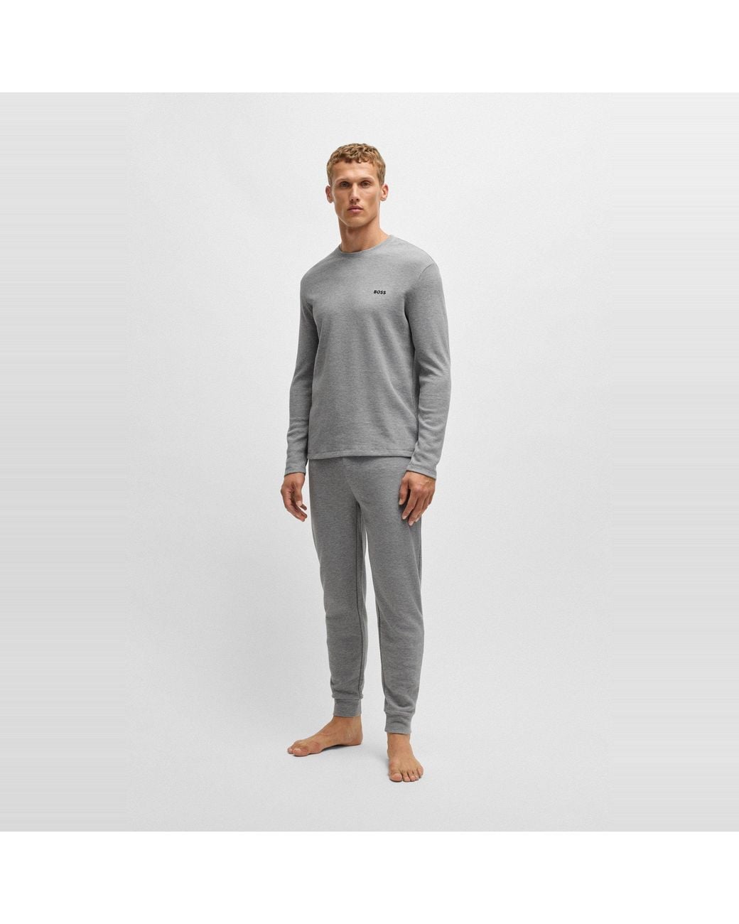 Boss Gray Bw Waffle Jogging Bottoms for men