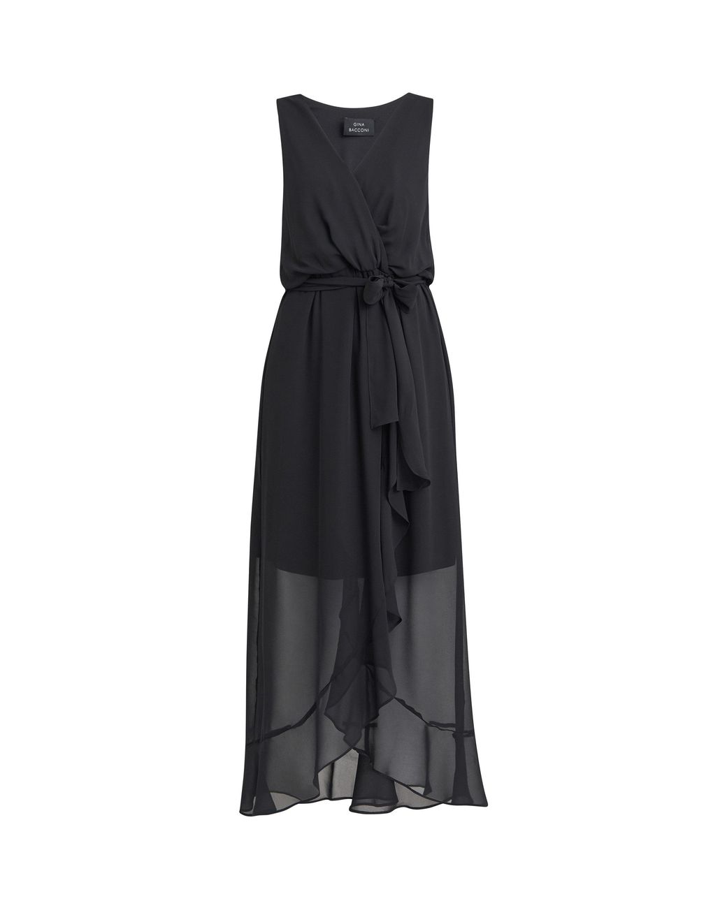 Gina Bacconi Black Imogen Sleevless Wrap Dress
