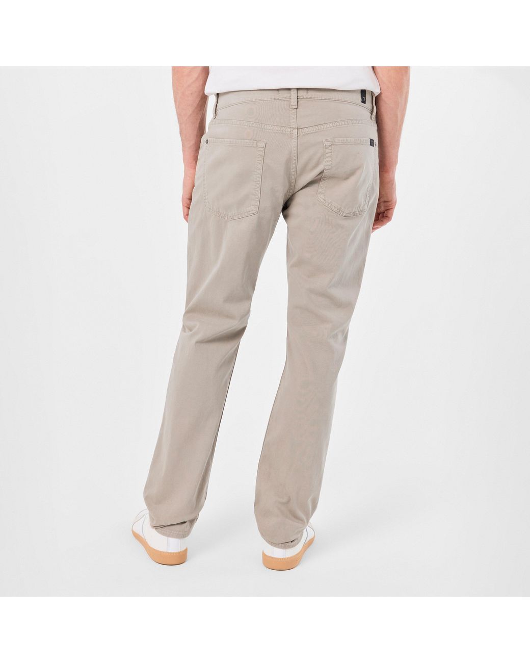 7 For All Mankind Gray Sateen Straight Leg Trouser for men