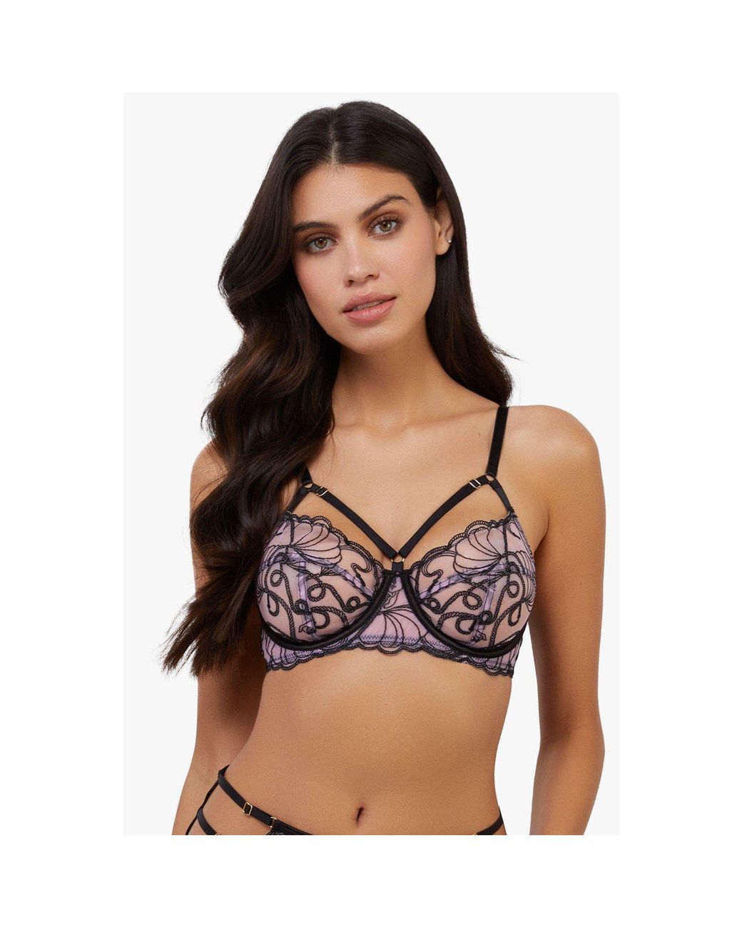 Playful Promises Black Jessie & Whip Embroidery Balc Bra