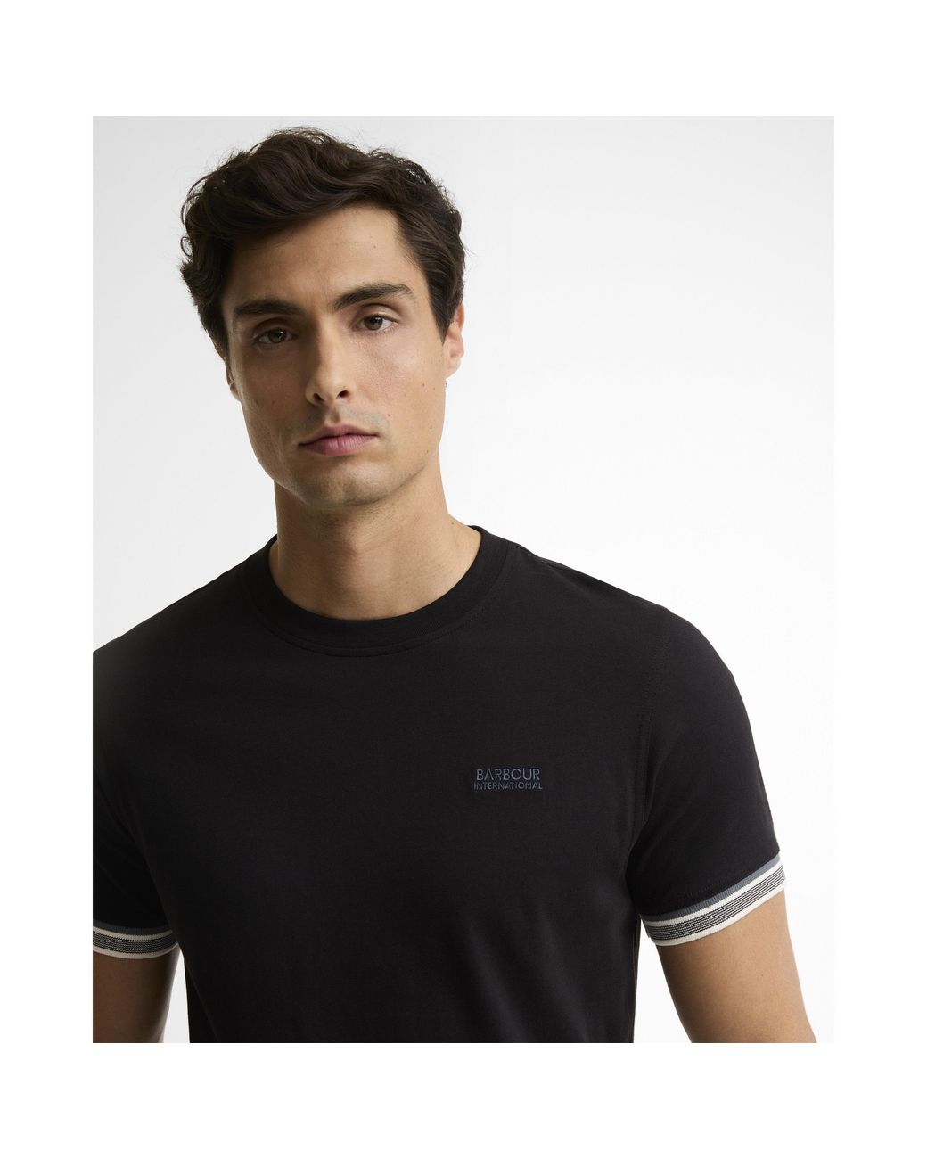 Barbour Black Newport Tipped Cotton Short-Sleeve Crew-Neck T-Shirt for men